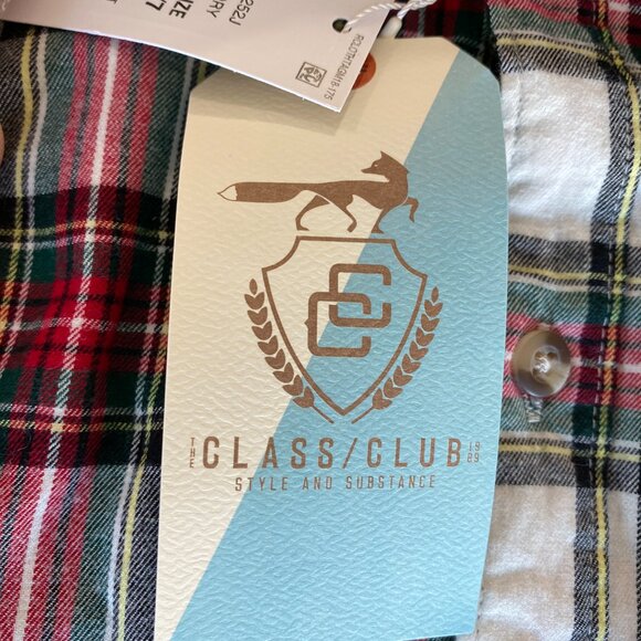 The Class/Club Boys Red Ivory Plaid Flannel Shirt Size 6/7 NWT Holiday Style - Picture 3 of 6